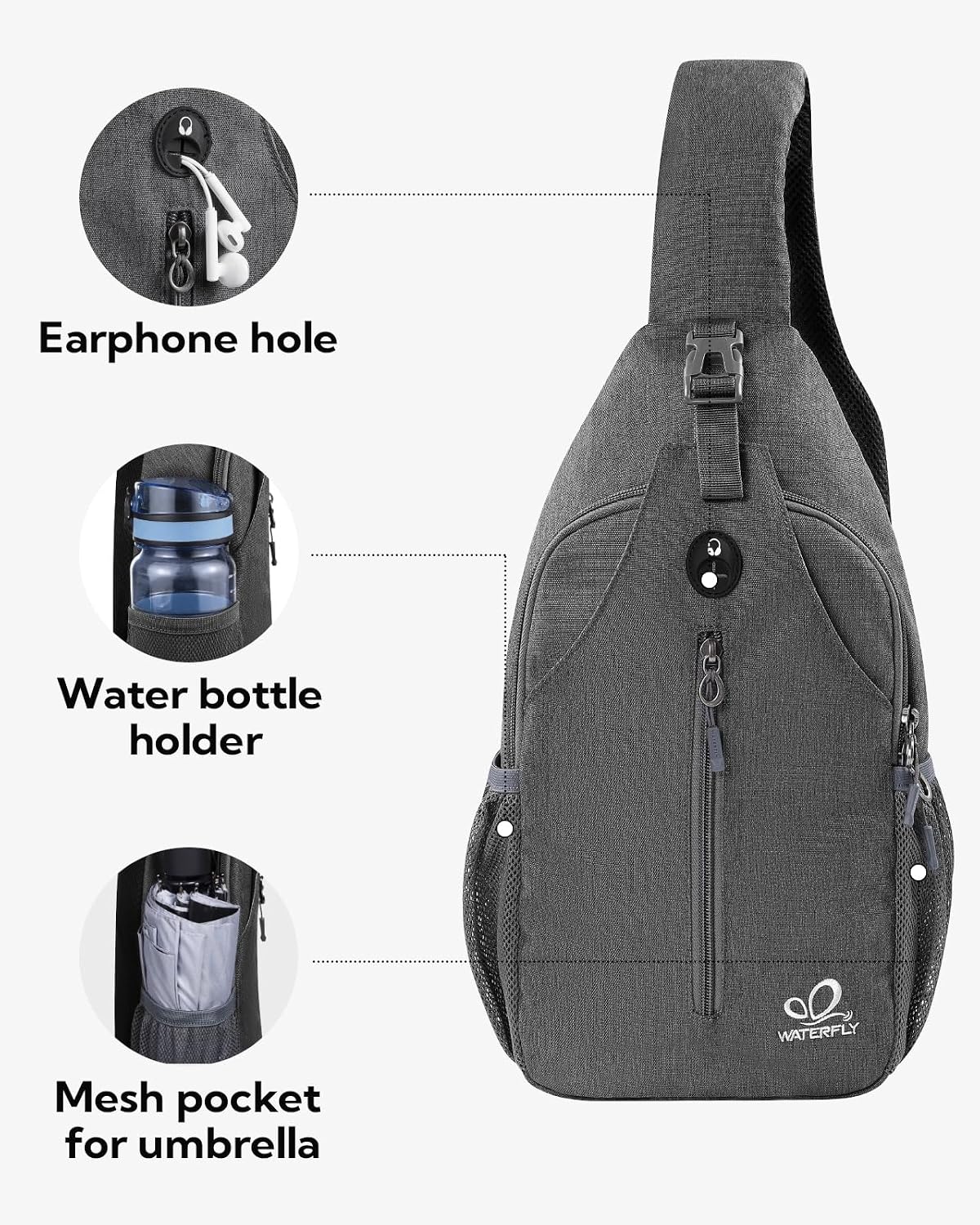 Crossbody Sling Backpack Sling Bag Travel Hiking Chest Bags Daypack (Teal blue) | Small Hiking bag,Multi-compartment storage,Water-resistant,Breathable back pad,Reversible adjustable shoulder strap