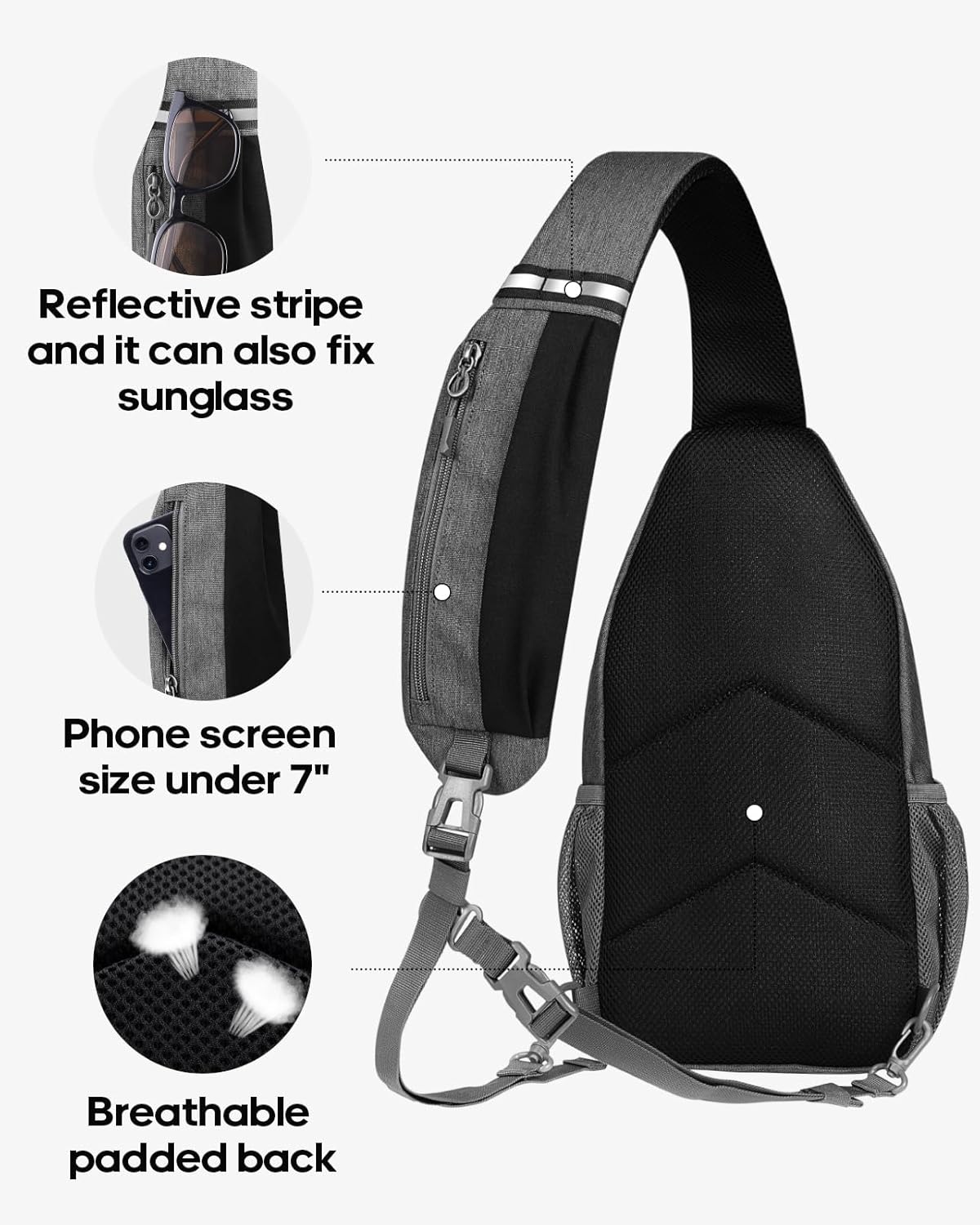 Crossbody Sling Backpack Sling Bag Travel Hiking Chest Bags Daypack (Teal blue) | Small Hiking bag,Multi-compartment storage,Water-resistant,Breathable back pad,Reversible adjustable shoulder strap