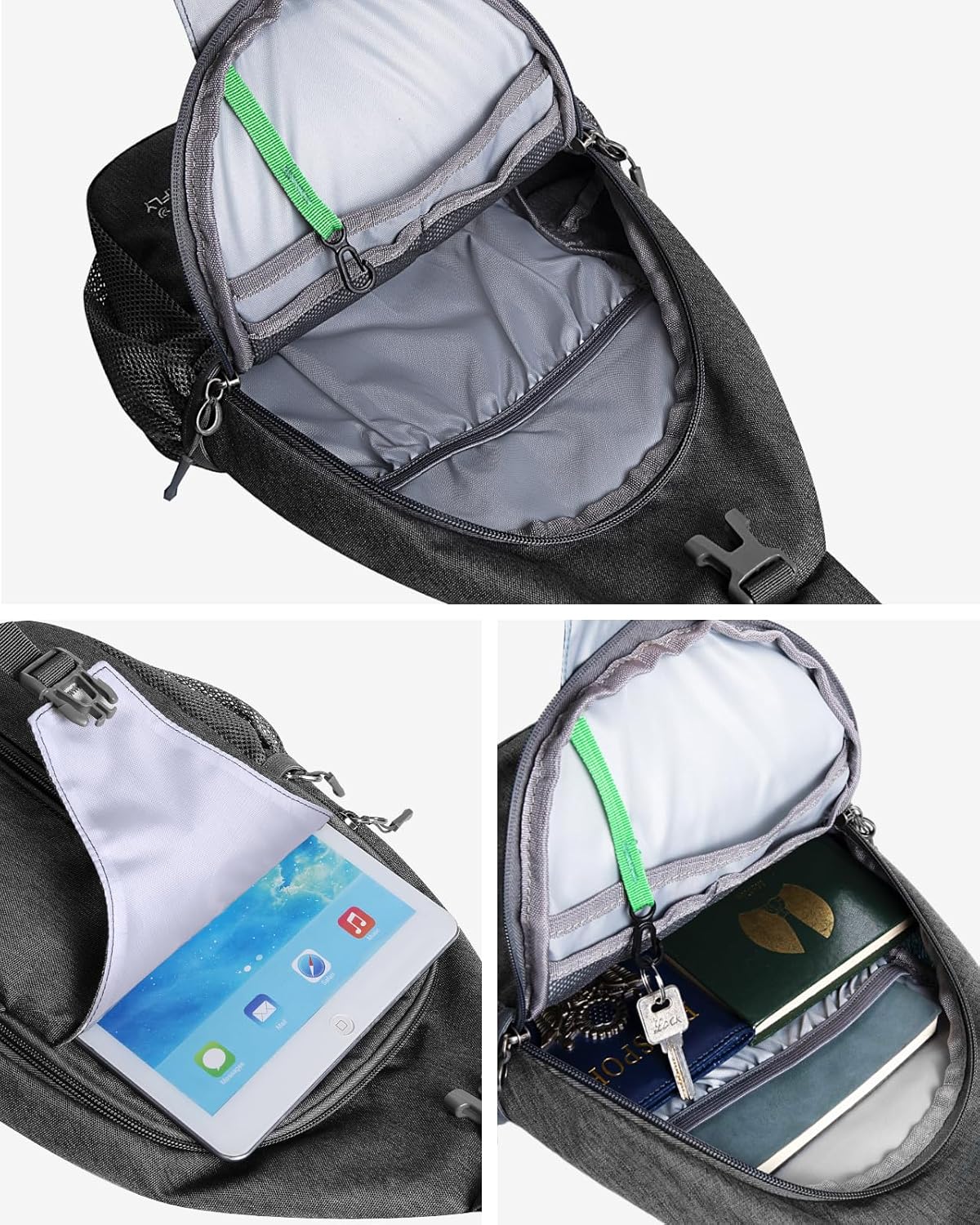 Crossbody Sling Backpack Sling Bag Travel Hiking Chest Bags Daypack (Teal blue) | Small Hiking bag,Multi-compartment storage,Water-resistant,Breathable back pad,Reversible adjustable shoulder strap