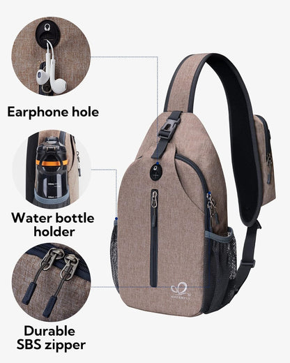 Crossbody Sling Backpack Sling Bag Travel Hiking Chest Bags Daypack (Teal blue) | Small Hiking bag,Multi-compartment storage,Water-resistant,Breathable back pad,Reversible adjustable shoulder strap