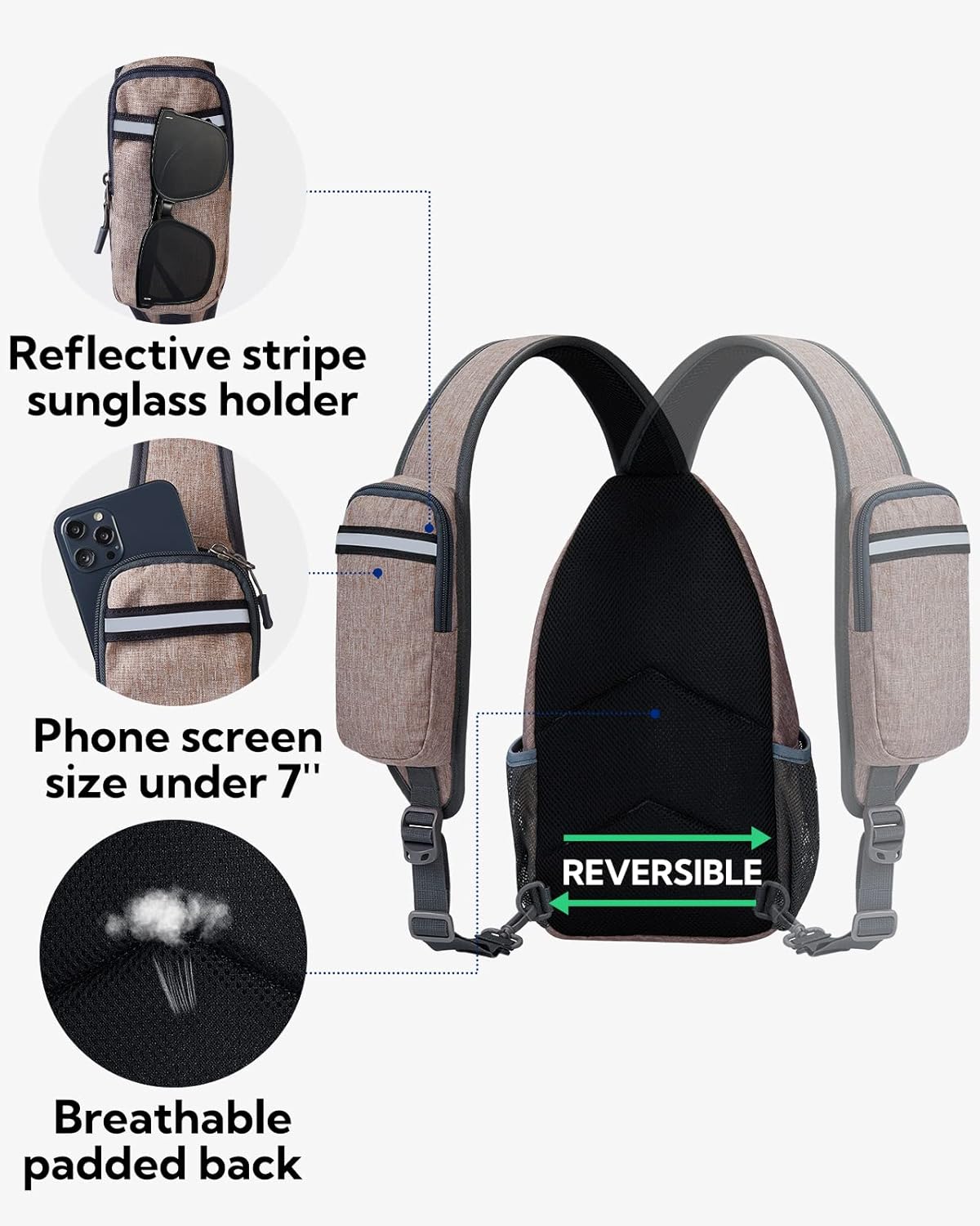 Crossbody Sling Backpack Sling Bag Travel Hiking Chest Bags Daypack (Teal blue) | Small Hiking bag,Multi-compartment storage,Water-resistant,Breathable back pad,Reversible adjustable shoulder strap