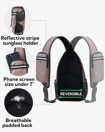 Crossbody Sling Backpack Sling Bag Travel Hiking Chest Bags Daypack (Teal blue) | Small Hiking bag,Multi-compartment storage,Water-resistant,Breathable back pad,Reversible adjustable shoulder strap