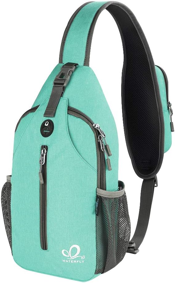 Crossbody Sling Backpack Sling Bag Travel Hiking Chest Bags Daypack (Teal blue) | Small Hiking bag,Multi-compartment storage,Water-resistant,Breathable back pad,Reversible adjustable shoulder strap