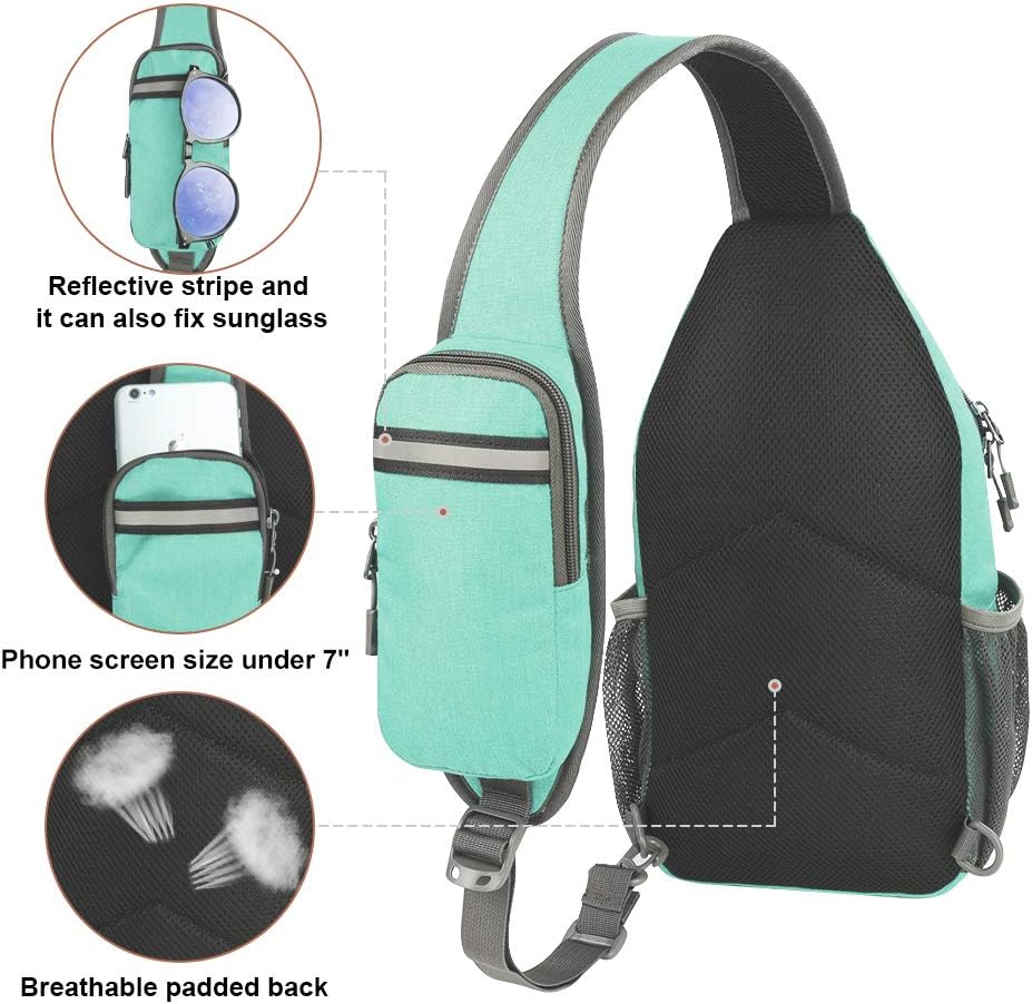 Crossbody Sling Backpack Sling Bag Travel Hiking Chest Bags Daypack (Teal blue) | Small Hiking bag,Multi-compartment storage,Water-resistant,Breathable back pad,Reversible adjustable shoulder strap