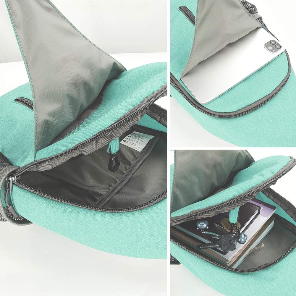 Crossbody Sling Backpack Sling Bag Travel Hiking Chest Bags Daypack (Teal blue) | Small Hiking bag,Multi-compartment storage,Water-resistant,Breathable back pad,Reversible adjustable shoulder strap