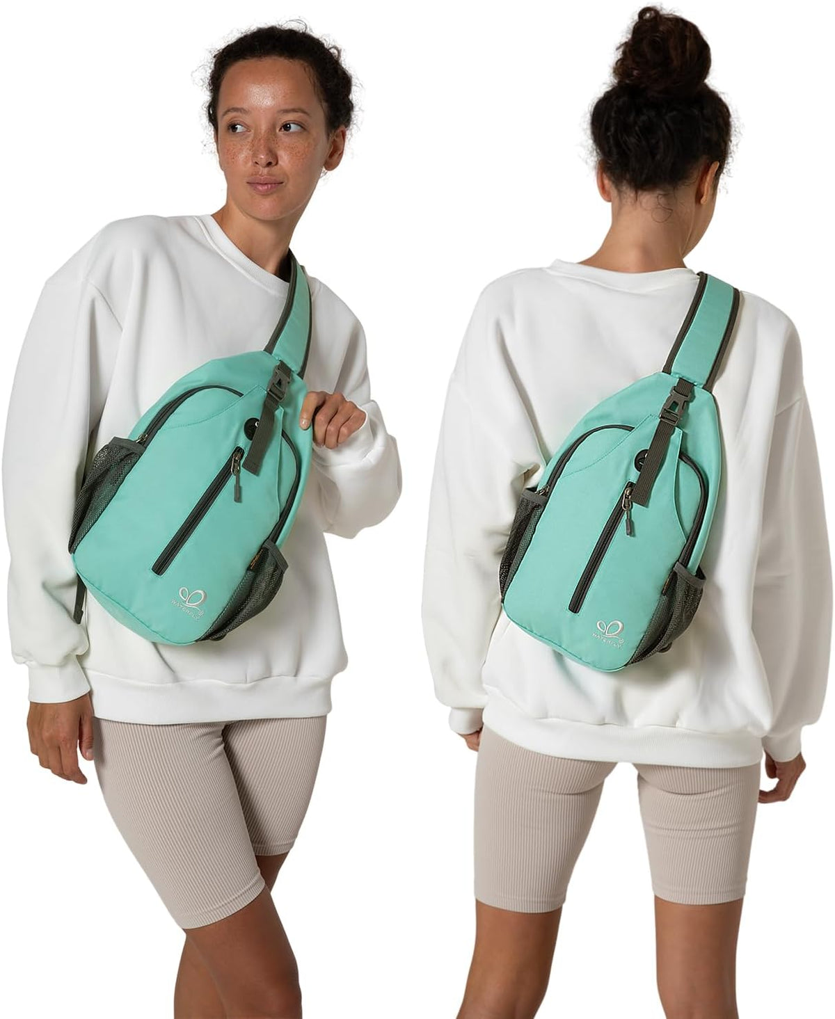 Crossbody Sling Backpack Sling Bag Travel Hiking Chest Bags Daypack (Teal blue) | Small Hiking bag,Multi-compartment storage,Water-resistant,Breathable back pad,Reversible adjustable shoulder strap