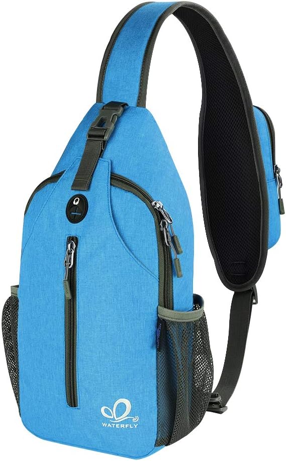 Crossbody Sling Backpack Sling Bag Travel Hiking Chest Bags Daypack (Teal blue) | Small Hiking bag,Multi-compartment storage,Water-resistant,Breathable back pad,Reversible adjustable shoulder strap