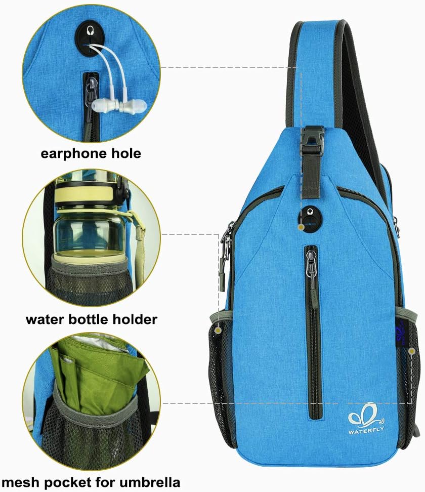 Crossbody Sling Backpack Sling Bag Travel Hiking Chest Bags Daypack (Teal blue) | Small Hiking bag,Multi-compartment storage,Water-resistant,Breathable back pad,Reversible adjustable shoulder strap