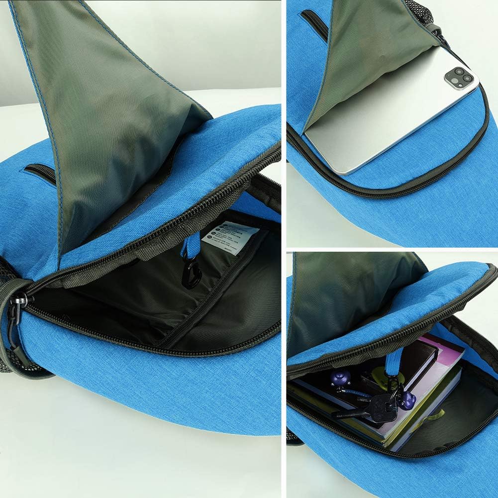 Crossbody Sling Backpack Sling Bag Travel Hiking Chest Bags Daypack (Teal blue) | Small Hiking bag,Multi-compartment storage,Water-resistant,Breathable back pad,Reversible adjustable shoulder strap