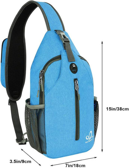 Crossbody Sling Backpack Sling Bag Travel Hiking Chest Bags Daypack (Teal blue) | Small Hiking bag,Multi-compartment storage,Water-resistant,Breathable back pad,Reversible adjustable shoulder strap