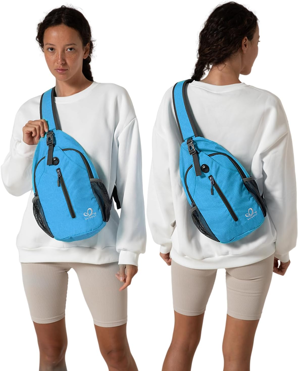 Crossbody Sling Backpack Sling Bag Travel Hiking Chest Bags Daypack (Teal blue) | Small Hiking bag,Multi-compartment storage,Water-resistant,Breathable back pad,Reversible adjustable shoulder strap