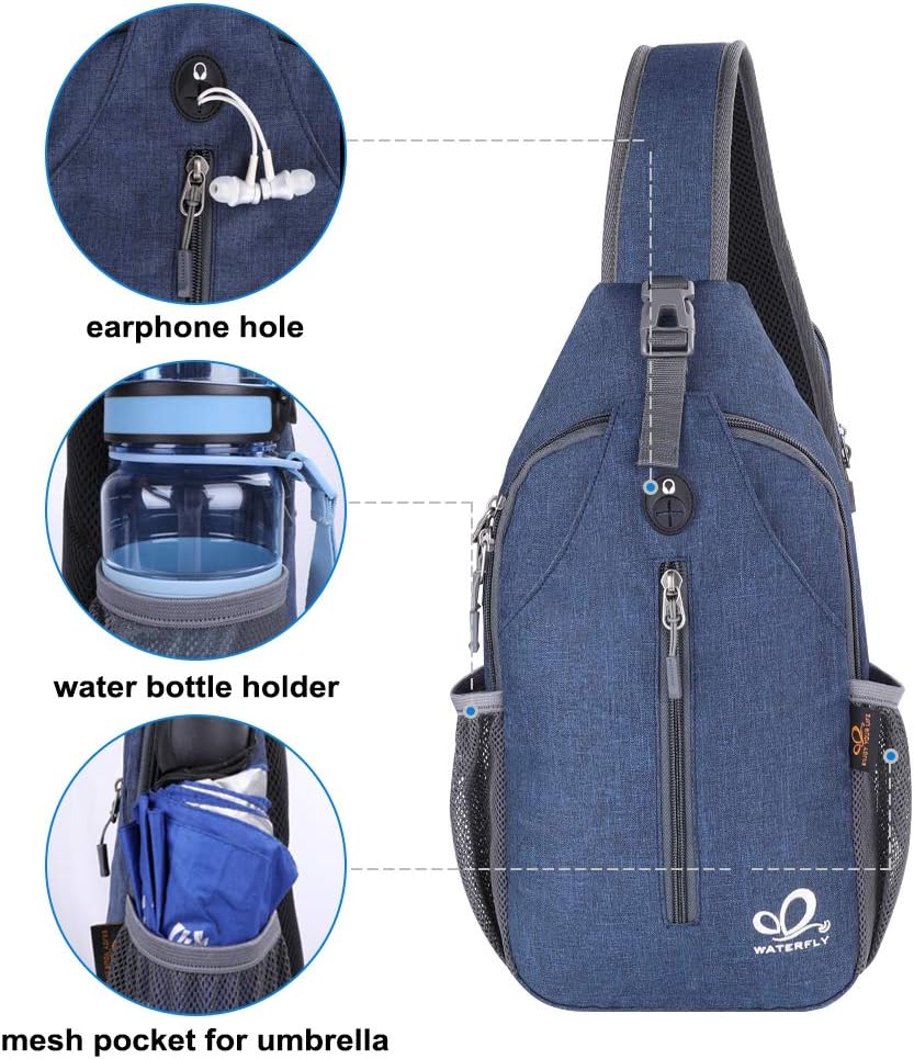 Crossbody Sling Backpack Sling Bag Travel Hiking Chest Bags Daypack (Teal blue) | Small Hiking bag,Multi-compartment storage,Water-resistant,Breathable back pad,Reversible adjustable shoulder strap