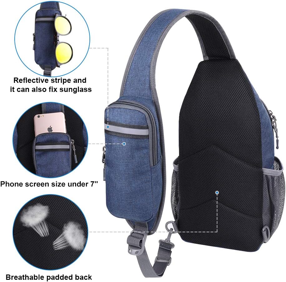 Crossbody Sling Backpack Sling Bag Travel Hiking Chest Bags Daypack (Teal blue) | Small Hiking bag,Multi-compartment storage,Water-resistant,Breathable back pad,Reversible adjustable shoulder strap