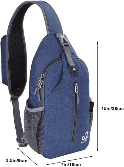 Crossbody Sling Backpack Sling Bag Travel Hiking Chest Bags Daypack (Teal blue) | Small Hiking bag,Multi-compartment storage,Water-resistant,Breathable back pad,Reversible adjustable shoulder strap