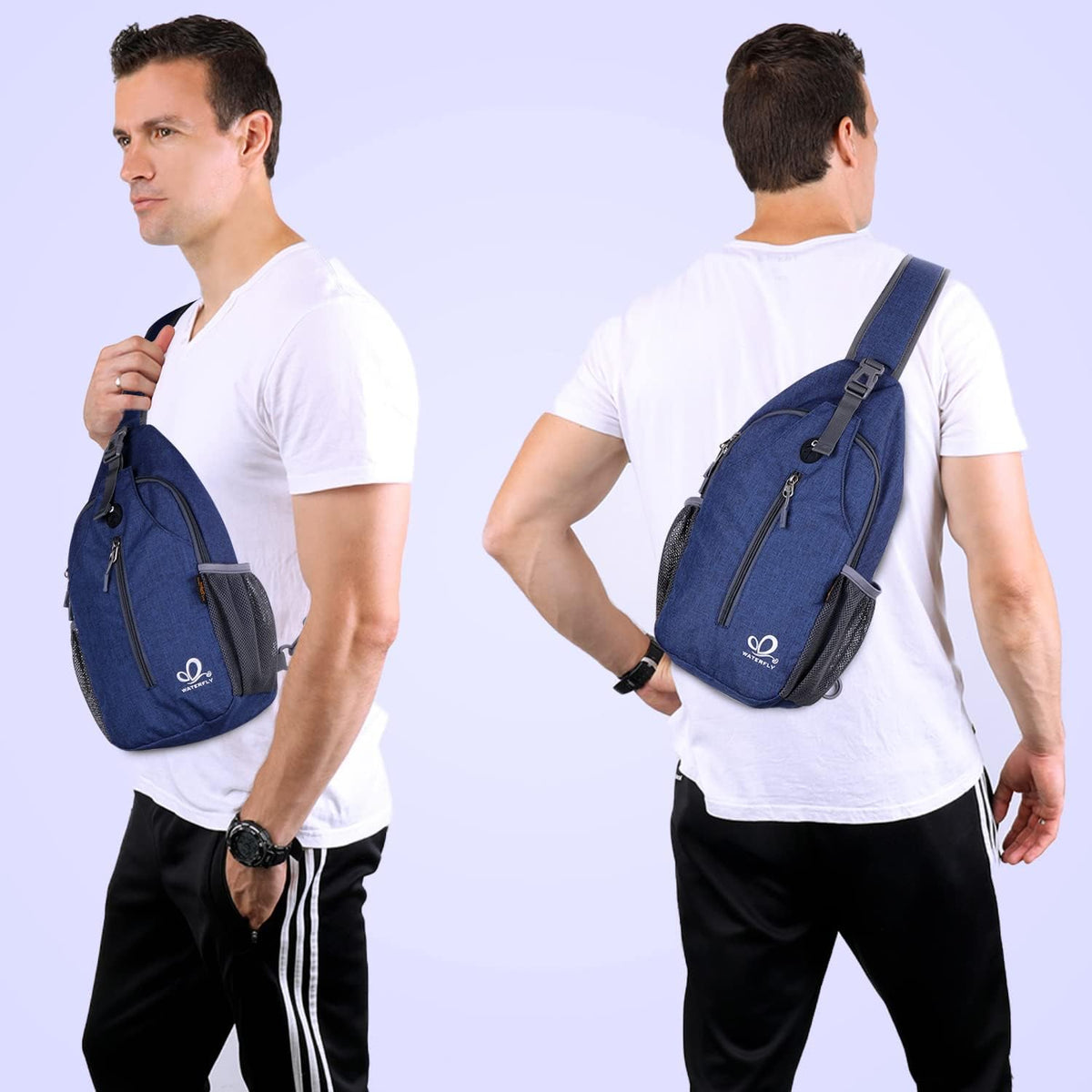 Crossbody Sling Backpack Sling Bag Travel Hiking Chest Bags Daypack (Teal blue) | Small Hiking bag,Multi-compartment storage,Water-resistant,Breathable back pad,Reversible adjustable shoulder strap