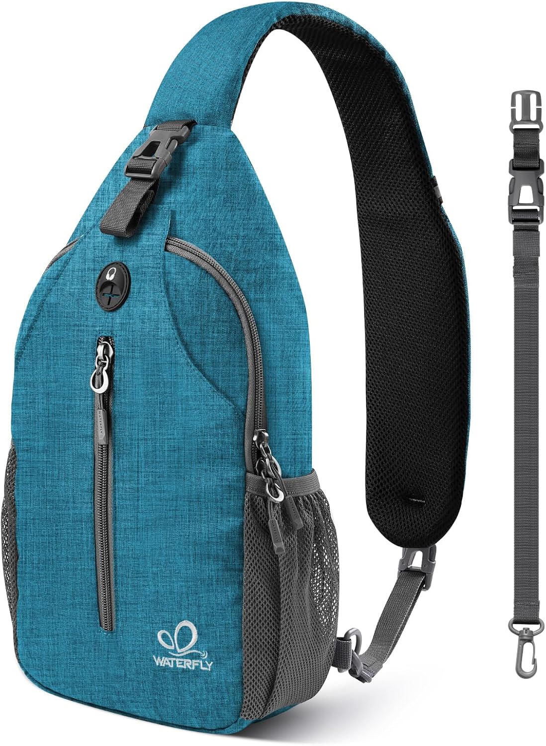 Crossbody Sling Backpack Sling Bag Travel Hiking Chest Bags Daypack (Teal blue) | Small Hiking bag,Multi-compartment storage,Water-resistant,Breathable back pad,Reversible adjustable shoulder strap