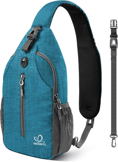 Crossbody Sling Backpack Sling Bag Travel Hiking Chest Bags Daypack (Teal blue) | Small Hiking bag,Multi-compartment storage,Water-resistant,Breathable back pad,Reversible adjustable shoulder strap