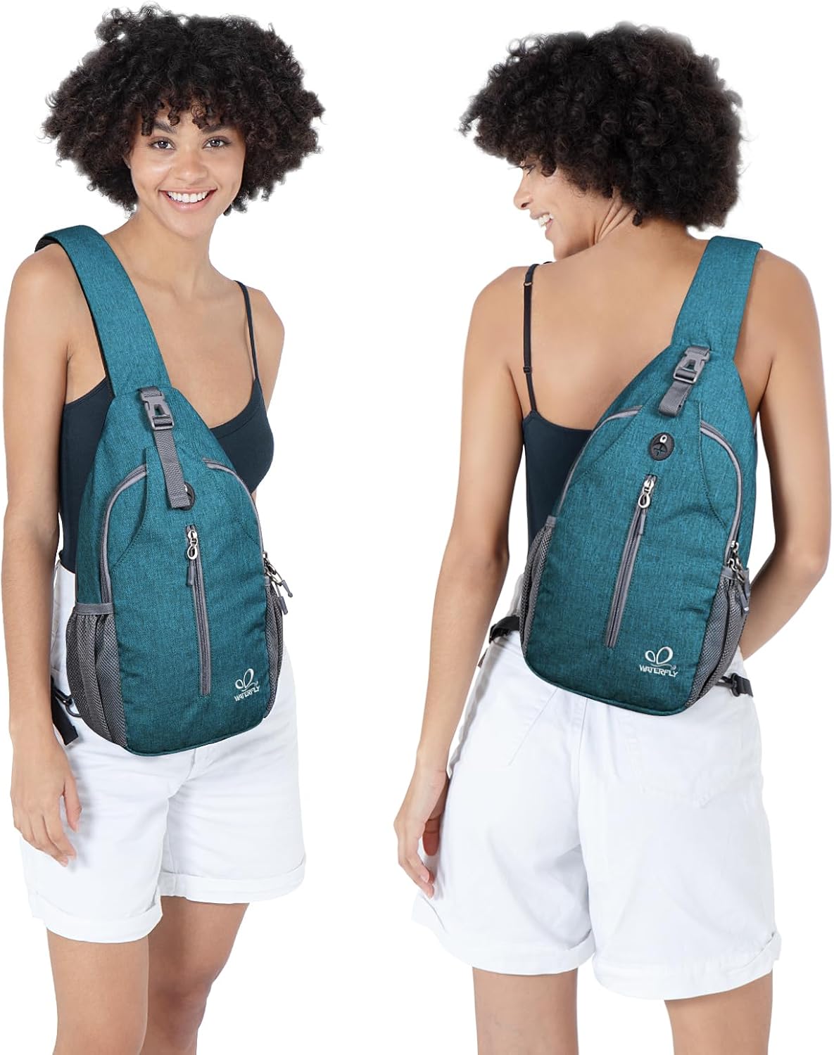 Crossbody Sling Backpack Sling Bag Travel Hiking Chest Bags Daypack (Teal blue) | Small Hiking bag,Multi-compartment storage,Water-resistant,Breathable back pad,Reversible adjustable shoulder strap