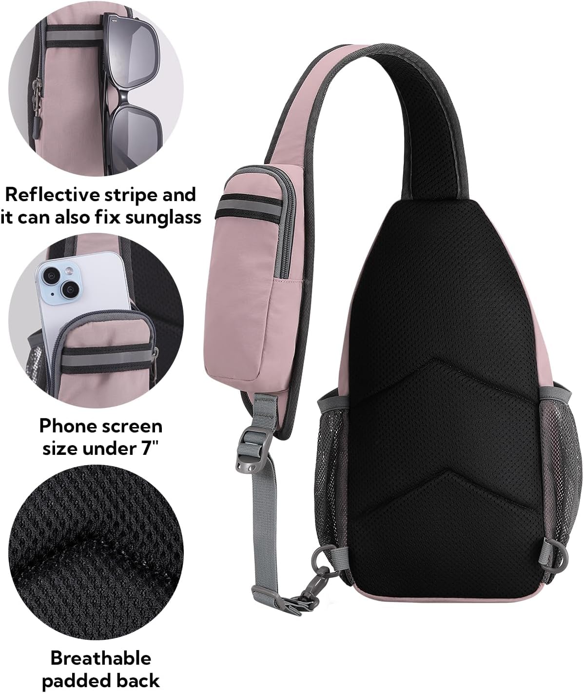 Crossbody Sling Backpack Sling Bag Travel Hiking Chest Bags Daypack (Teal blue) | Small Hiking bag,Multi-compartment storage,Water-resistant,Breathable back pad,Reversible adjustable shoulder strap