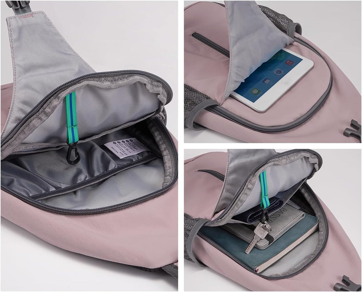 Crossbody Sling Backpack Sling Bag Travel Hiking Chest Bags Daypack (Teal blue) | Small Hiking bag,Multi-compartment storage,Water-resistant,Breathable back pad,Reversible adjustable shoulder strap