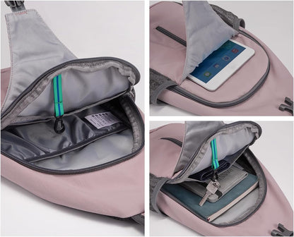 Crossbody Sling Backpack Sling Bag Travel Hiking Chest Bags Daypack (Teal blue) | Small Hiking bag,Multi-compartment storage,Water-resistant,Breathable back pad,Reversible adjustable shoulder strap