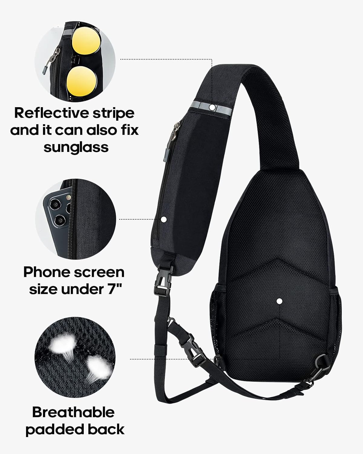 Crossbody Sling Backpack Sling Bag Travel Hiking Chest Bags Daypack (Teal blue) | Small Hiking bag,Multi-compartment storage,Water-resistant,Breathable back pad,Reversible adjustable shoulder strap