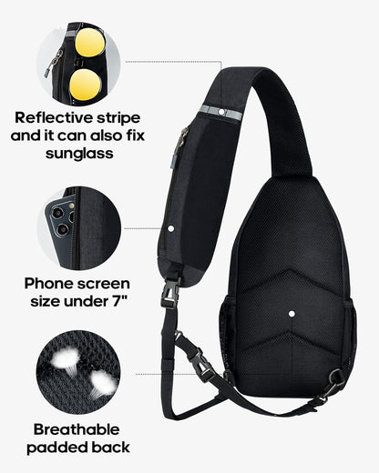 Crossbody Sling Backpack Sling Bag Travel Hiking Chest Bags Daypack (Teal blue) | Small Hiking bag,Multi-compartment storage,Water-resistant,Breathable back pad,Reversible adjustable shoulder strap