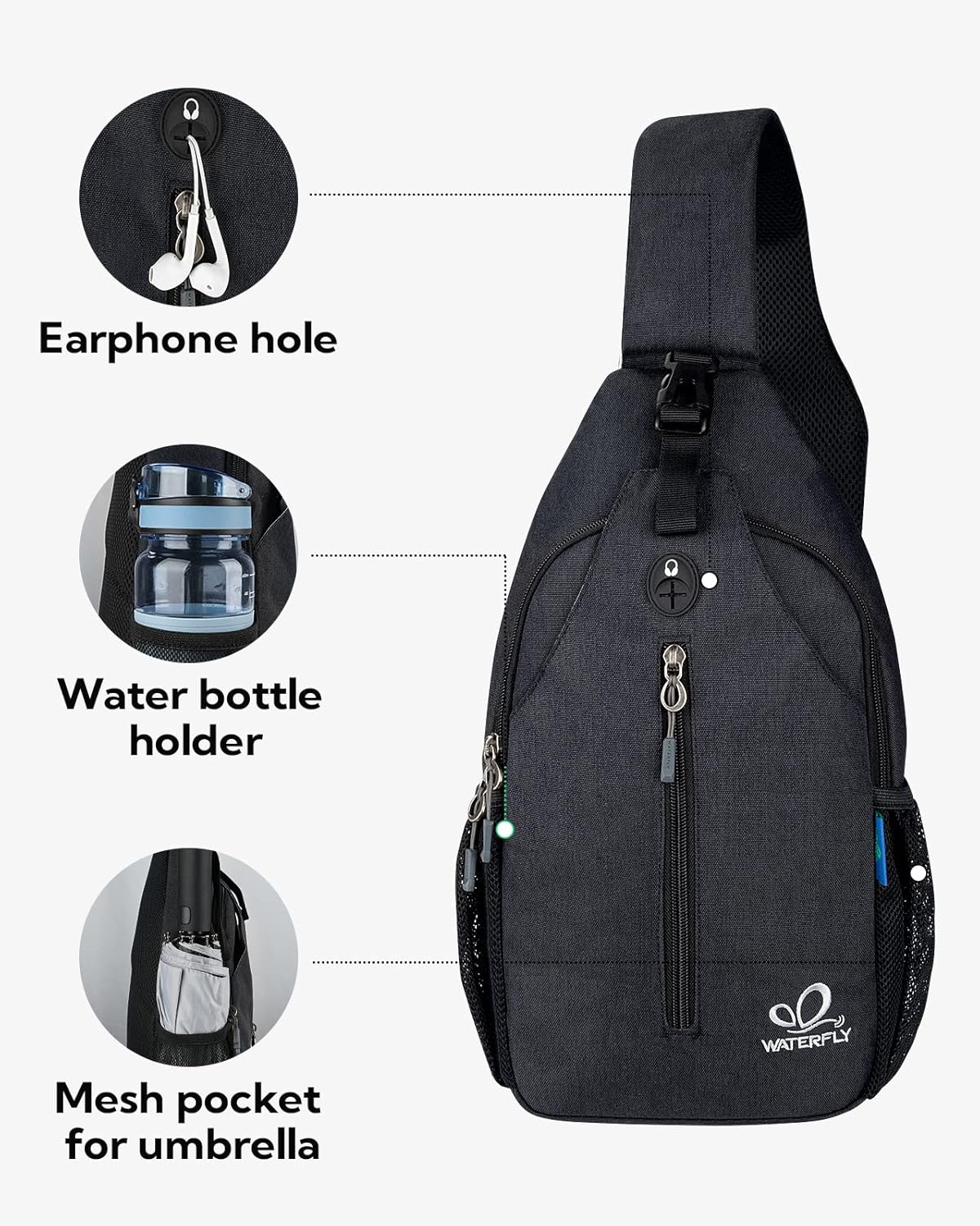 Crossbody Sling Backpack Sling Bag Travel Hiking Chest Bags Daypack (Teal blue) | Small Hiking bag,Multi-compartment storage,Water-resistant,Breathable back pad,Reversible adjustable shoulder strap