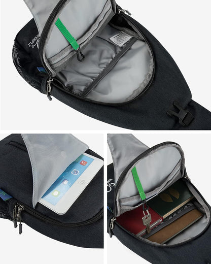 Crossbody Sling Backpack Sling Bag Travel Hiking Chest Bags Daypack (Teal blue) | Small Hiking bag,Multi-compartment storage,Water-resistant,Breathable back pad,Reversible adjustable shoulder strap
