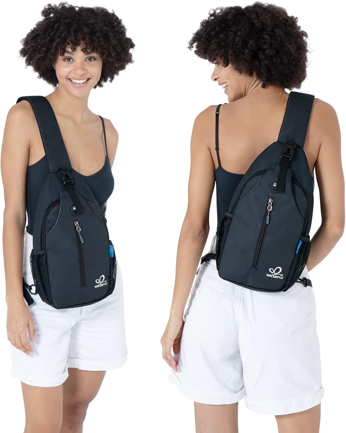 Crossbody Sling Backpack Sling Bag Travel Hiking Chest Bags Daypack (Teal blue) | Small Hiking bag,Multi-compartment storage,Water-resistant,Breathable back pad,Reversible adjustable shoulder strap