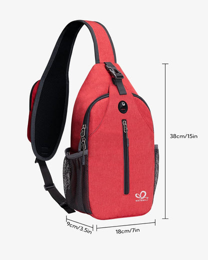 Crossbody Sling Backpack Sling Bag Travel Hiking Chest Bags Daypack (Teal blue) | Small Hiking bag,Multi-compartment storage,Water-resistant,Breathable back pad,Reversible adjustable shoulder strap