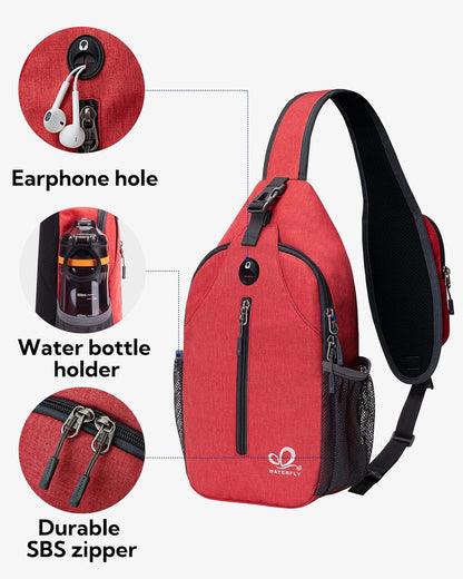 Crossbody Sling Backpack Sling Bag Travel Hiking Chest Bags Daypack (Teal blue) | Small Hiking bag,Multi-compartment storage,Water-resistant,Breathable back pad,Reversible adjustable shoulder strap