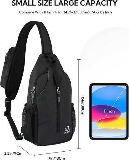 Crossbody Sling Backpack Sling Bag Travel Hiking Chest Bags Daypack (Teal blue) | Small Hiking bag,Multi-compartment storage,Water-resistant,Breathable back pad,Reversible adjustable shoulder strap