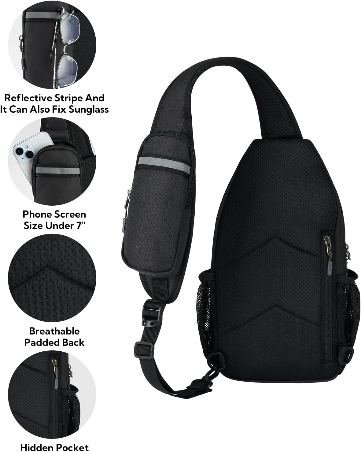 Crossbody Sling Backpack Sling Bag Travel Hiking Chest Bags Daypack (Teal blue) | Small Hiking bag,Multi-compartment storage,Water-resistant,Breathable back pad,Reversible adjustable shoulder strap