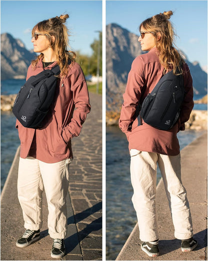 Crossbody Sling Backpack Sling Bag Travel Hiking Chest Bags Daypack (Teal blue) | Small Hiking bag,Multi-compartment storage,Water-resistant,Breathable back pad,Reversible adjustable shoulder strap