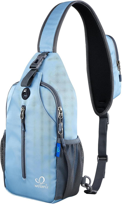Crossbody Sling Backpack Sling Bag Travel Hiking Chest Bags Daypack (Teal blue) | Small Hiking bag,Multi-compartment storage,Water-resistant,Breathable back pad,Reversible adjustable shoulder strap