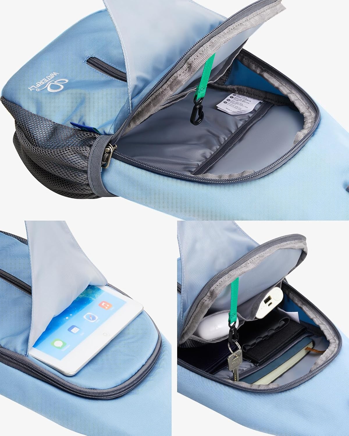 Crossbody Sling Backpack Sling Bag Travel Hiking Chest Bags Daypack (Teal blue) | Small Hiking bag,Multi-compartment storage,Water-resistant,Breathable back pad,Reversible adjustable shoulder strap