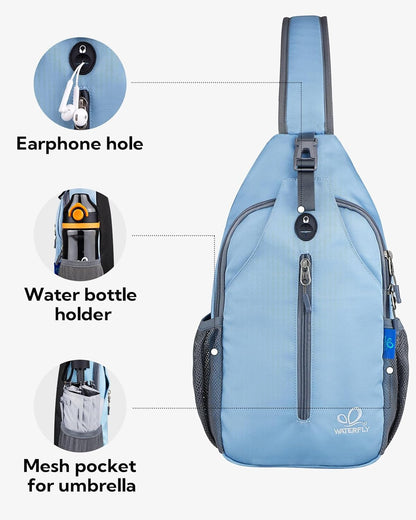 Crossbody Sling Backpack Sling Bag Travel Hiking Chest Bags Daypack (Teal blue) | Small Hiking bag,Multi-compartment storage,Water-resistant,Breathable back pad,Reversible adjustable shoulder strap