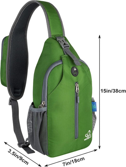 Crossbody Sling Backpack Sling Bag Travel Hiking Chest Bags Daypack (Teal blue) | Small Hiking bag,Multi-compartment storage,Water-resistant,Breathable back pad,Reversible adjustable shoulder strap