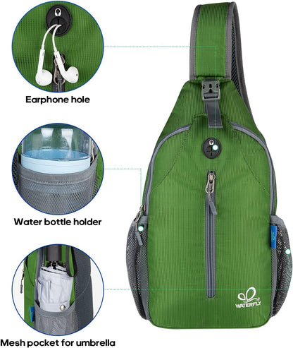 Crossbody Sling Backpack Sling Bag Travel Hiking Chest Bags Daypack (Teal blue) | Small Hiking bag,Multi-compartment storage,Water-resistant,Breathable back pad,Reversible adjustable shoulder strap
