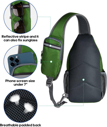 Crossbody Sling Backpack Sling Bag Travel Hiking Chest Bags Daypack (Teal blue) | Small Hiking bag,Multi-compartment storage,Water-resistant,Breathable back pad,Reversible adjustable shoulder strap