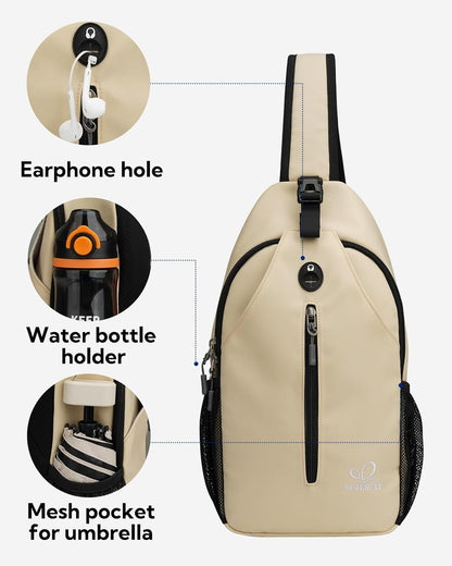 Crossbody Sling Backpack Sling Bag Travel Hiking Chest Bags Daypack (Teal blue) | Small Hiking bag,Multi-compartment storage,Water-resistant,Breathable back pad,Reversible adjustable shoulder strap
