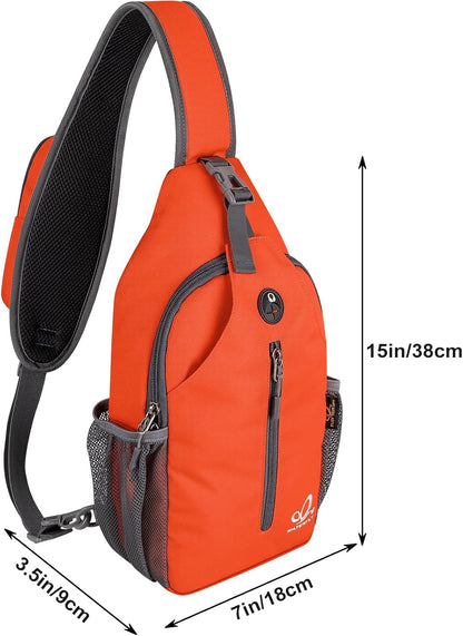 Crossbody Sling Backpack Sling Bag Travel Hiking Chest Bags Daypack (Teal blue) | Small Hiking bag,Multi-compartment storage,Water-resistant,Breathable back pad,Reversible adjustable shoulder strap