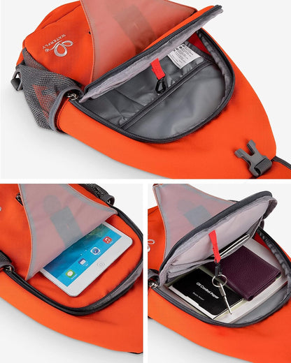 Crossbody Sling Backpack Sling Bag Travel Hiking Chest Bags Daypack (Teal blue) | Small Hiking bag,Multi-compartment storage,Water-resistant,Breathable back pad,Reversible adjustable shoulder strap