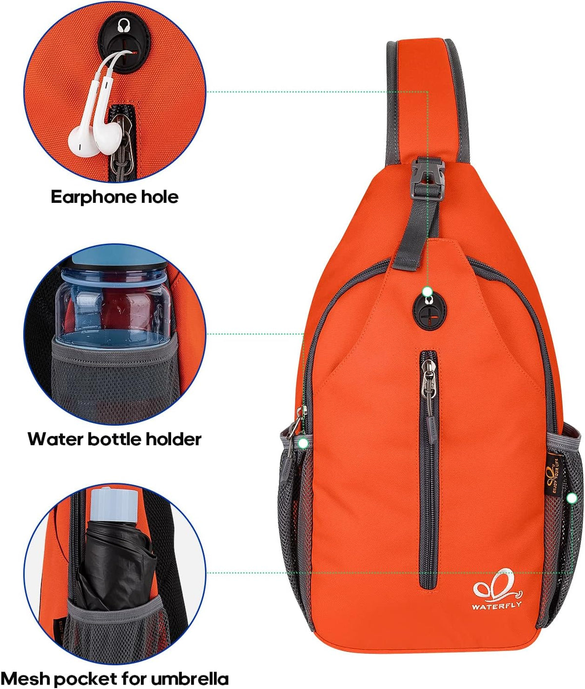 Crossbody Sling Backpack Sling Bag Travel Hiking Chest Bags Daypack (Teal blue) | Small Hiking bag,Multi-compartment storage,Water-resistant,Breathable back pad,Reversible adjustable shoulder strap