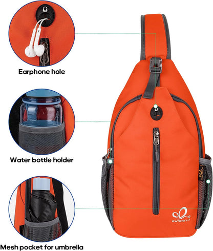 Crossbody Sling Backpack Sling Bag Travel Hiking Chest Bags Daypack (Teal blue) | Small Hiking bag,Multi-compartment storage,Water-resistant,Breathable back pad,Reversible adjustable shoulder strap