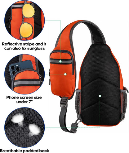 Crossbody Sling Backpack Sling Bag Travel Hiking Chest Bags Daypack (Teal blue) | Small Hiking bag,Multi-compartment storage,Water-resistant,Breathable back pad,Reversible adjustable shoulder strap