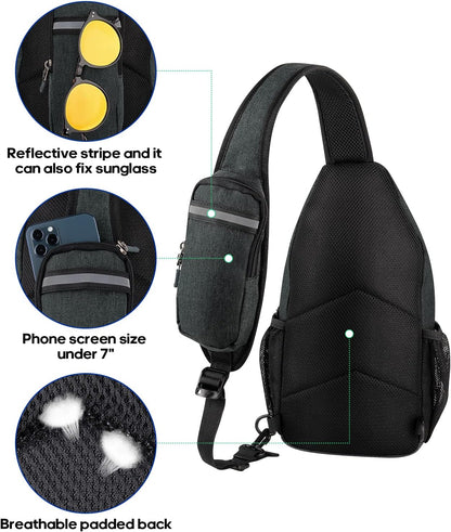 Crossbody Sling Backpack Sling Bag Travel Hiking Chest Bags Daypack (Teal blue) | Small Hiking bag,Multi-compartment storage,Water-resistant,Breathable back pad,Reversible adjustable shoulder strap
