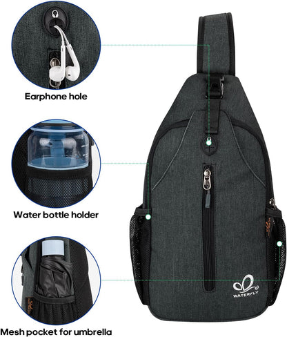 Crossbody Sling Backpack Sling Bag Travel Hiking Chest Bags Daypack (Teal blue) | Small Hiking bag,Multi-compartment storage,Water-resistant,Breathable back pad,Reversible adjustable shoulder strap