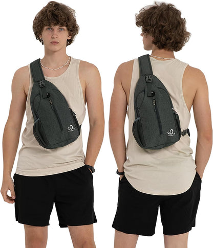 Crossbody Sling Backpack Sling Bag Travel Hiking Chest Bags Daypack (Teal blue) | Small Hiking bag,Multi-compartment storage,Water-resistant,Breathable back pad,Reversible adjustable shoulder strap
